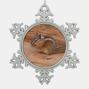 Adorno De Peltre Tipo Copo De Nieve Zion Chipmunk sobre las rocas rojas