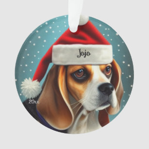 Adorno de perro Beagle de Navidad, perro de Santa