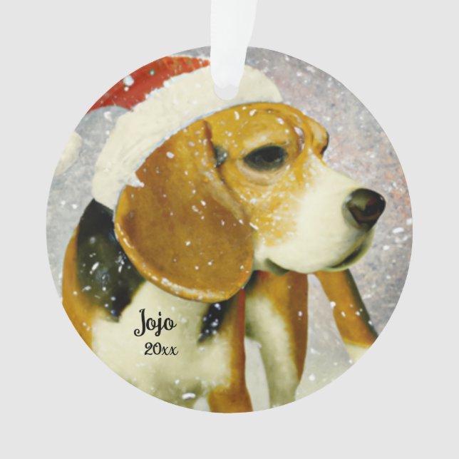 Adorno de perro de Navidad Beagle, perro de Santa (Anverso)