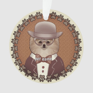Adorno de Pomerania con gafas