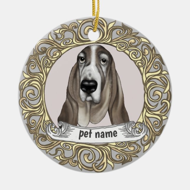 Adorno de recuerdo amoroso del perro Basset Hound (Frente)