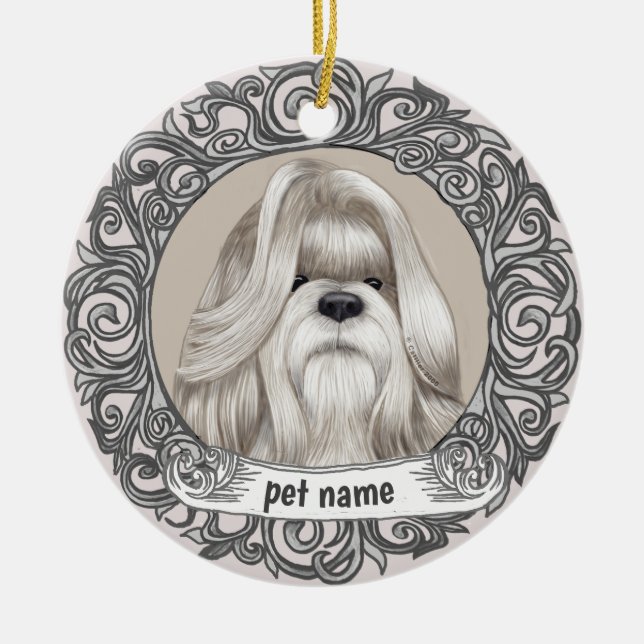 Adorno de recuerdo amoroso del perro Shih Tzu (Frente)