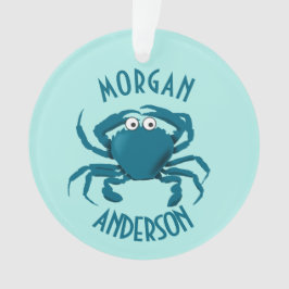 Adorno de regalo tema playa cangrejo azul