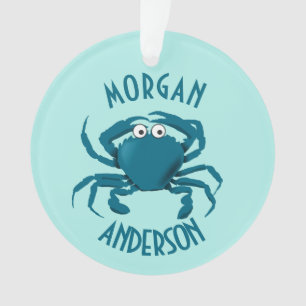 Adorno de regalo tema playa cangrejo azul