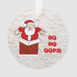 Adorno de Santa Atascado en la Chimenea Ho Ho ¡Ups