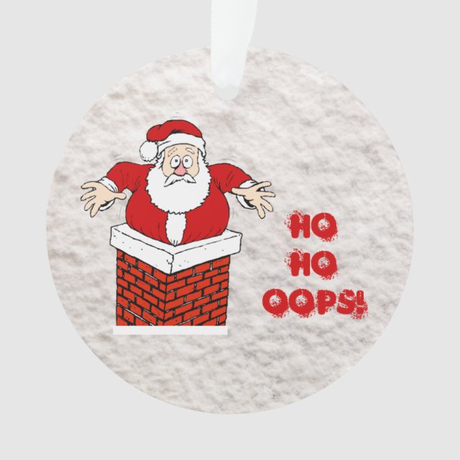 Adorno de Santa Atascado en la Chimenea Ho Ho ¡Ups (Anverso)