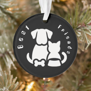 Adorno de silueta de mejores amigos de perro y gat