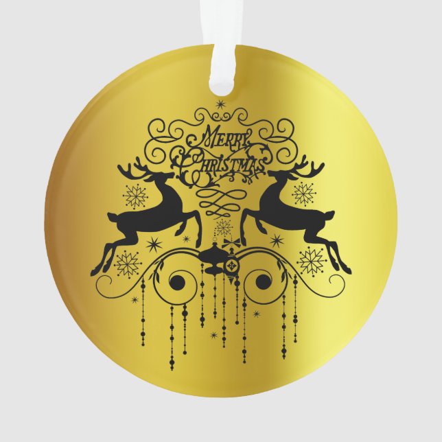 Adorno de siluetas negras de ciervos de Navidad (Reverso)