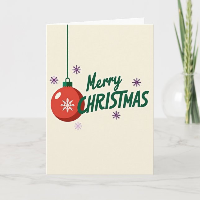 Adorno de tarjeta de Navidad alegre (Anverso)