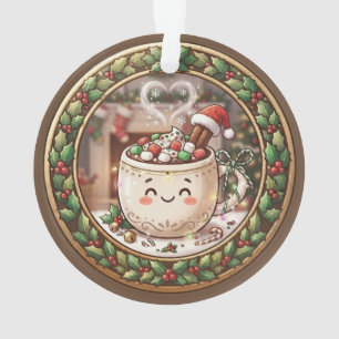 Adorno de taza de chocolate caliente navideño lind