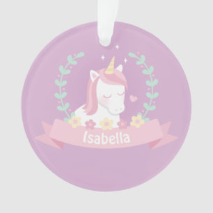 Adorno de Unicornio Floral Lindo Niñas Morado