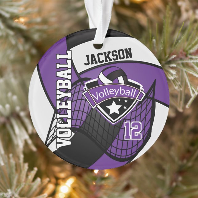 Adorno 🏐 de voleibol morado, negro y blanco (Árbol)