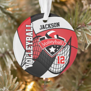 Adorno 🏐 de voleibol rojo, negro y blanco
