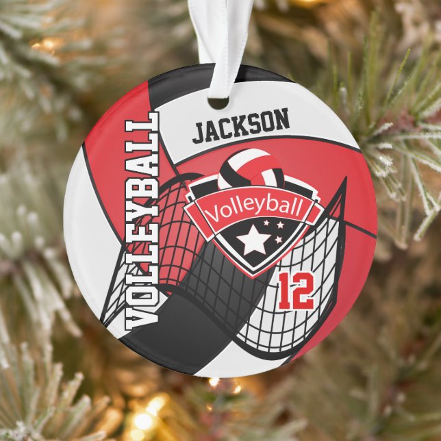 Adorno 🏐 de voleibol rojo, negro y blanco (Árbol)