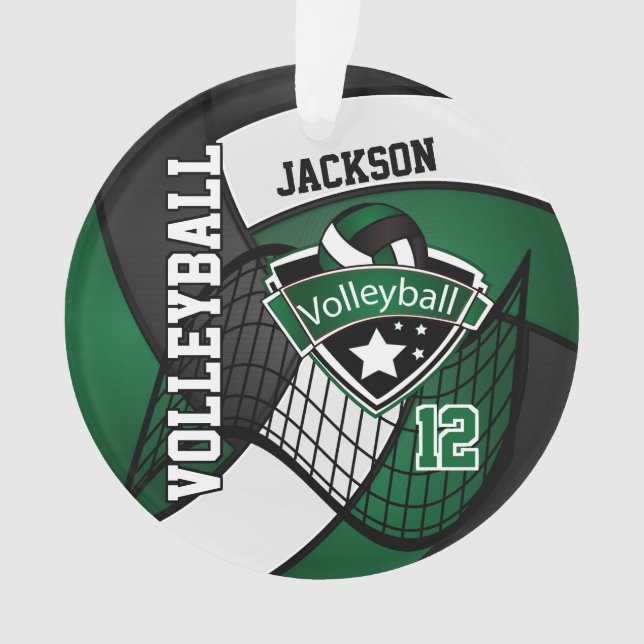 Adorno 🏐 de voleibol verde oscuro, negro y blanco (Anverso)