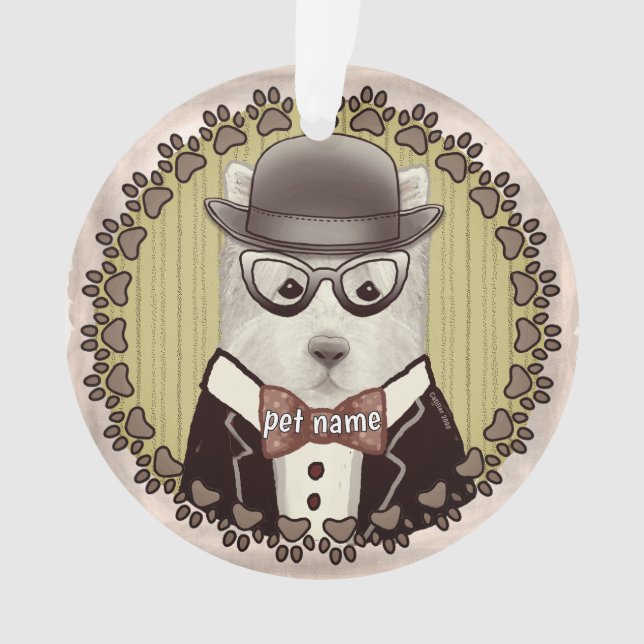 Adorno de West Highland Terrier con gafas (Anverso)