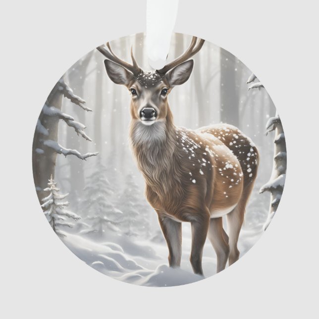 Adorno Deer en Navidades de Winter Woodland (Anverso)