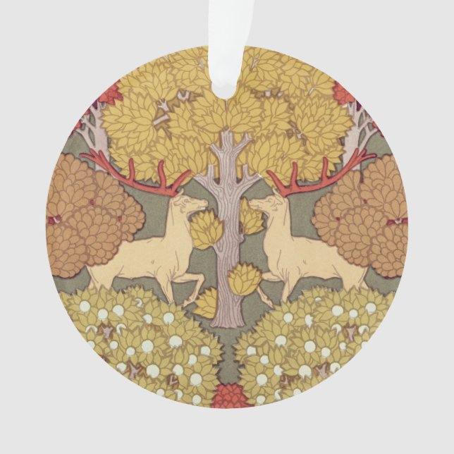 Adorno Deer &Tree Squirrel Bird Rowan Berries Art Nouveau (Anverso)