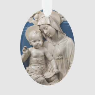 Adorno Della Robbia Lehman Madonna y Niño Azul Blanco
