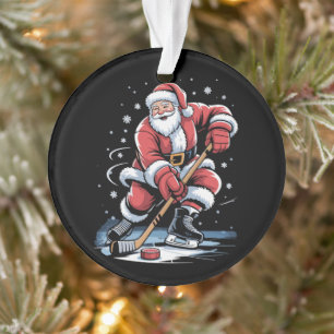 Adorno Deportes de Navidad Santa Juega Hockey sobre Hielo