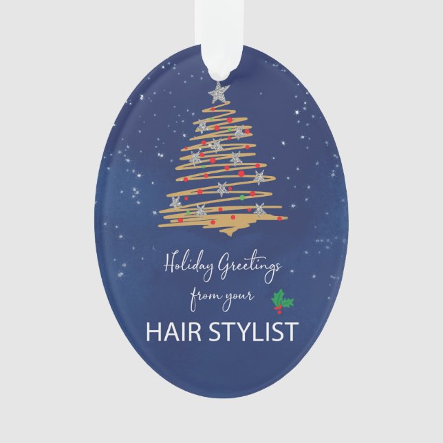 Adorno DESDE Hair Stylist Christmas Tree Custom Name (Anverso)
