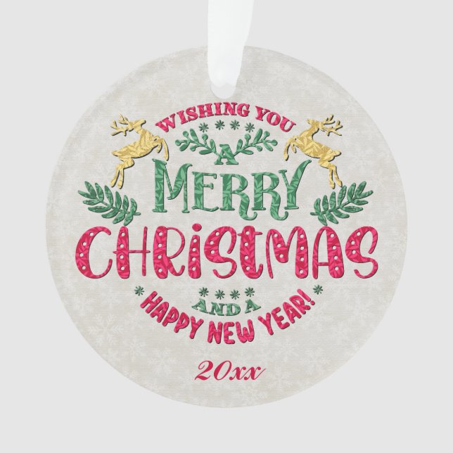 Adorno Deseándote una Feliz Navidad y un Feliz Año Nuevo (Anverso)
