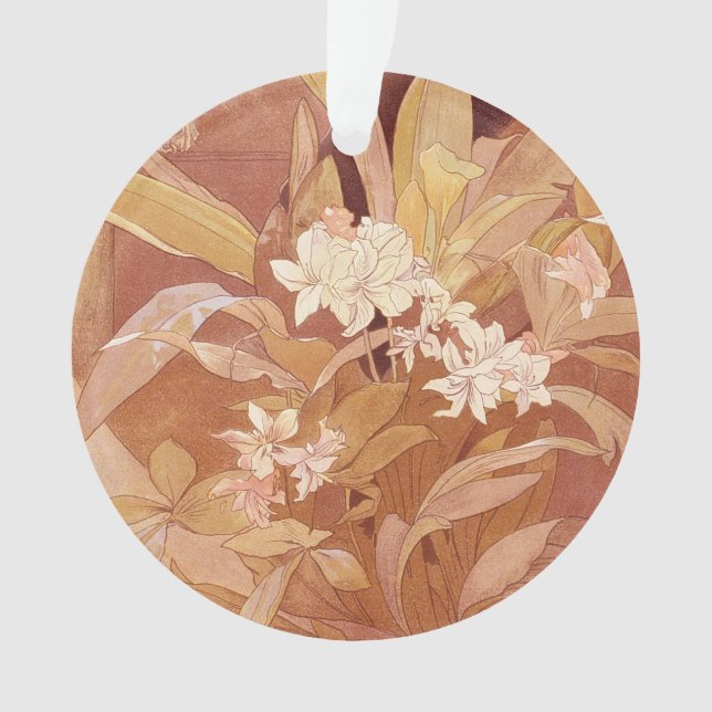 Adorno Detalle floral de Alphonse Mucha Art Nouveau (Anverso)