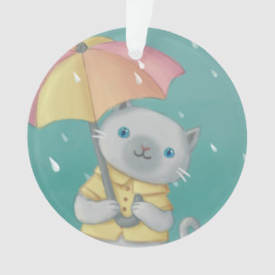Adorno Día de lluvia: Ilustracion de gatos y paraguas