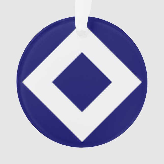 Adorno Diamante azul profundo, borde blanco negrita (Anverso)