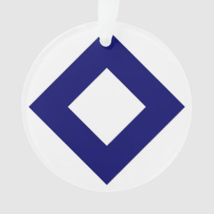 Adorno Diamante blanco, borde azul negrita