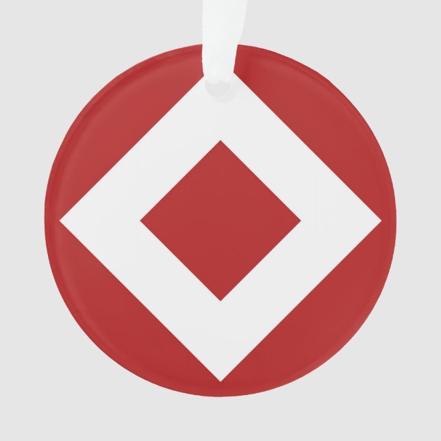 Adorno Diamante rojo, borde blanco negrita (Anverso)