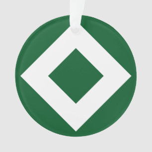 Adorno Diamante verde, borde blanco negrita