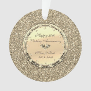 Adorno Diamantes con Brillo Dorado 50 Aniversario de Boda