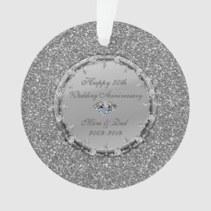 Adorno Diamantes de Purpurina de Plata Aniversario de Bod