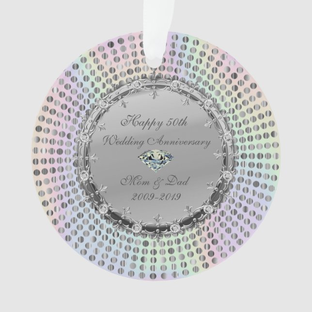 Adorno Diamantes plateados conmemorados 50 años Boda (Anverso)