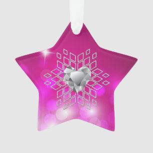 Adorno Diamond Snowflake Heart Fuschia
