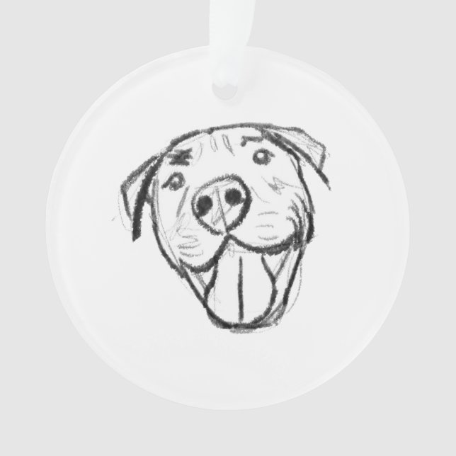 Adorno dibujo de pitbull simple amantes de perros blanco  (Anverso)