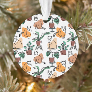 Adorno Dibujo en línea de gatos y flores