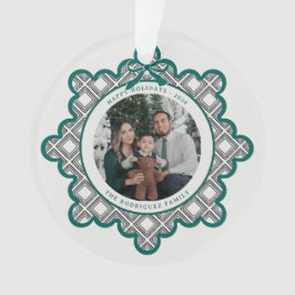 Adorno Dimond Pattern Acrylic Holiday Ornament with Photo