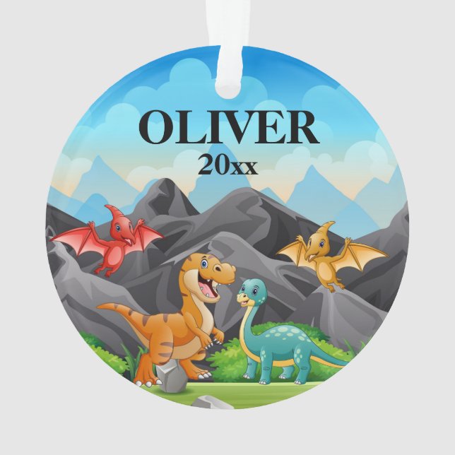 Adorno Dinosaurio de honor navideño personalizado para ni (Reverso)
