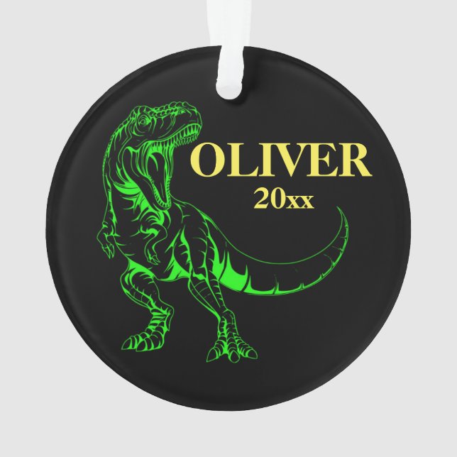 Adorno Dinosaurio T-rex, símbolo de Navidad personalizado (Reverso)