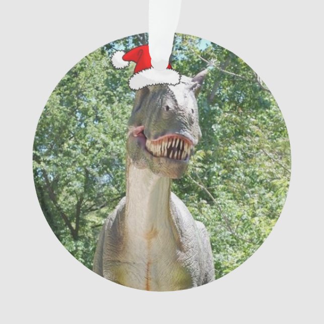 Adorno Dinosaurio vistiendo un Gorra de Santa Claus para  (Anverso)