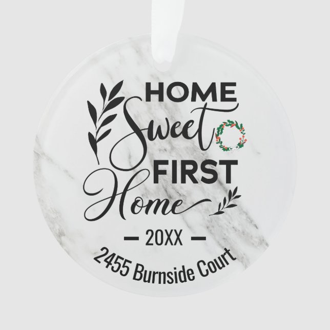 Adorno Dirección personalizada Home Sweet First Home 2023 (Anverso)