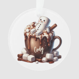 Adorno Diseño de cacao con muñeco de nieve lindo