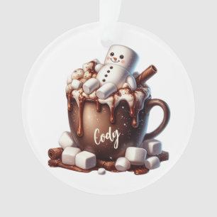 Adorno Diseño de cacao con muñeco de nieve lindo 