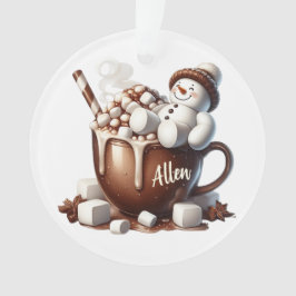 Adorno Diseño de cacao con muñeco de nieve lindo