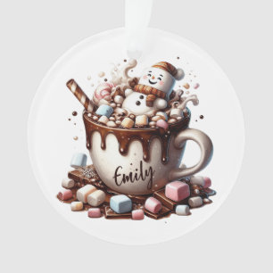 Adorno Diseño de cacao con muñeco de nieve lindo 