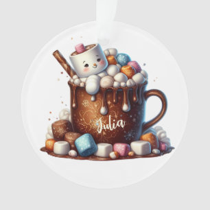 Adorno Diseño de cacao con muñeco de nieve lindo 