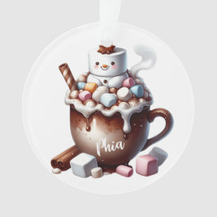 Adorno Diseño de cacao de muñeco de nieve lindo 