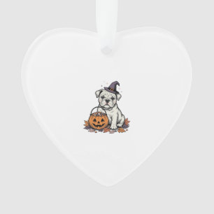 Adorno Diseño de calabaza de bulldog de Halloween grabado